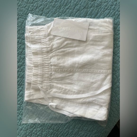 NWT Athleta Retreat Linen Ankle Pants- white - Picture 3 of 5